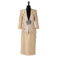 Gai Mattiolo Couture - Combinaison jupe de soirée en soie et coton avec travail de perles, état neuf
