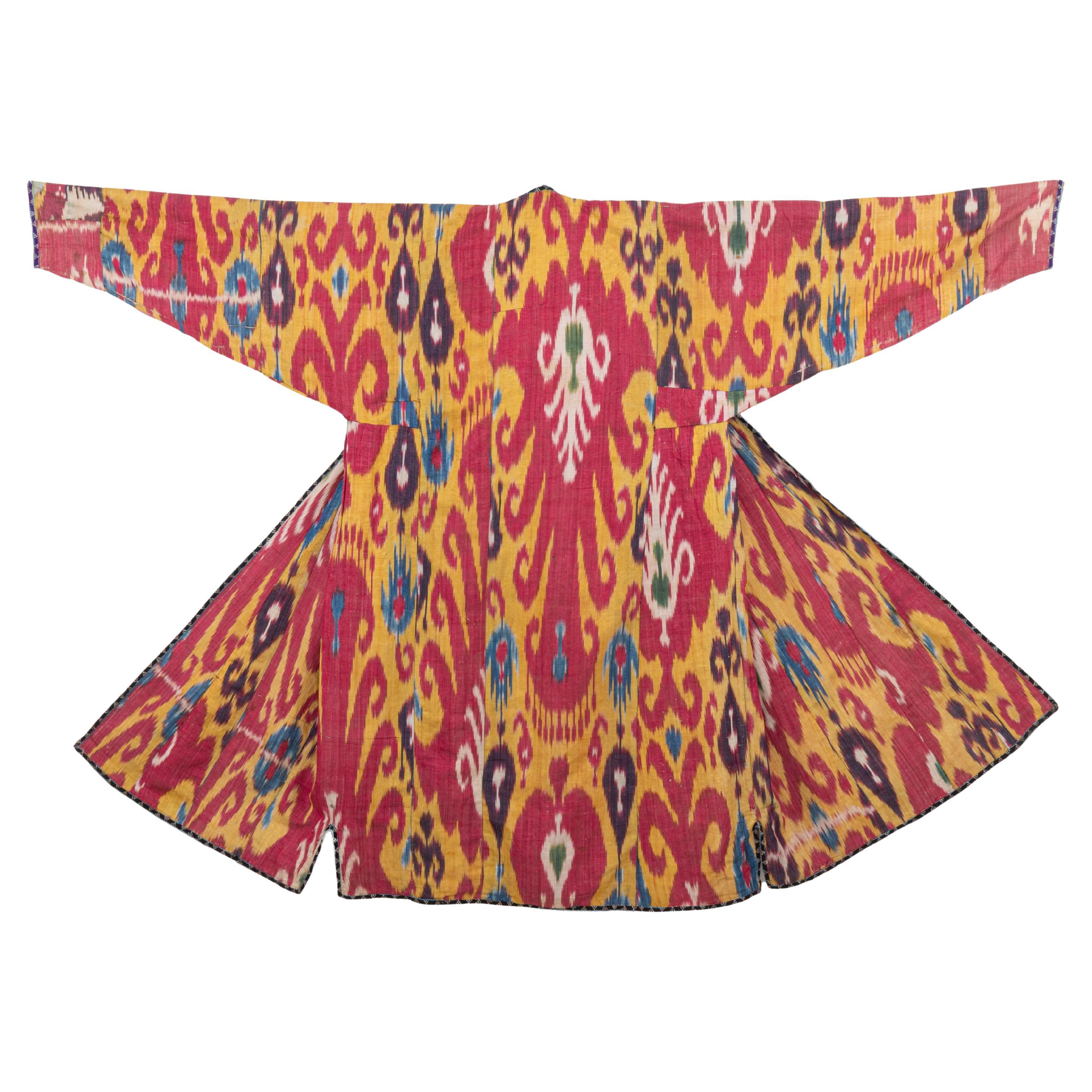 Silk and Cotton  Ikat Chapan, Uzbekistan, Late 19th Century.
