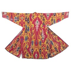 Antique Silk and Cotton  Ikat Chapan, Uzbekistan, Late 19th Century.