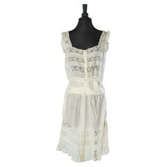 Antique Silk and lace lingerie romper with buttons in the middle front Circa 1900's 