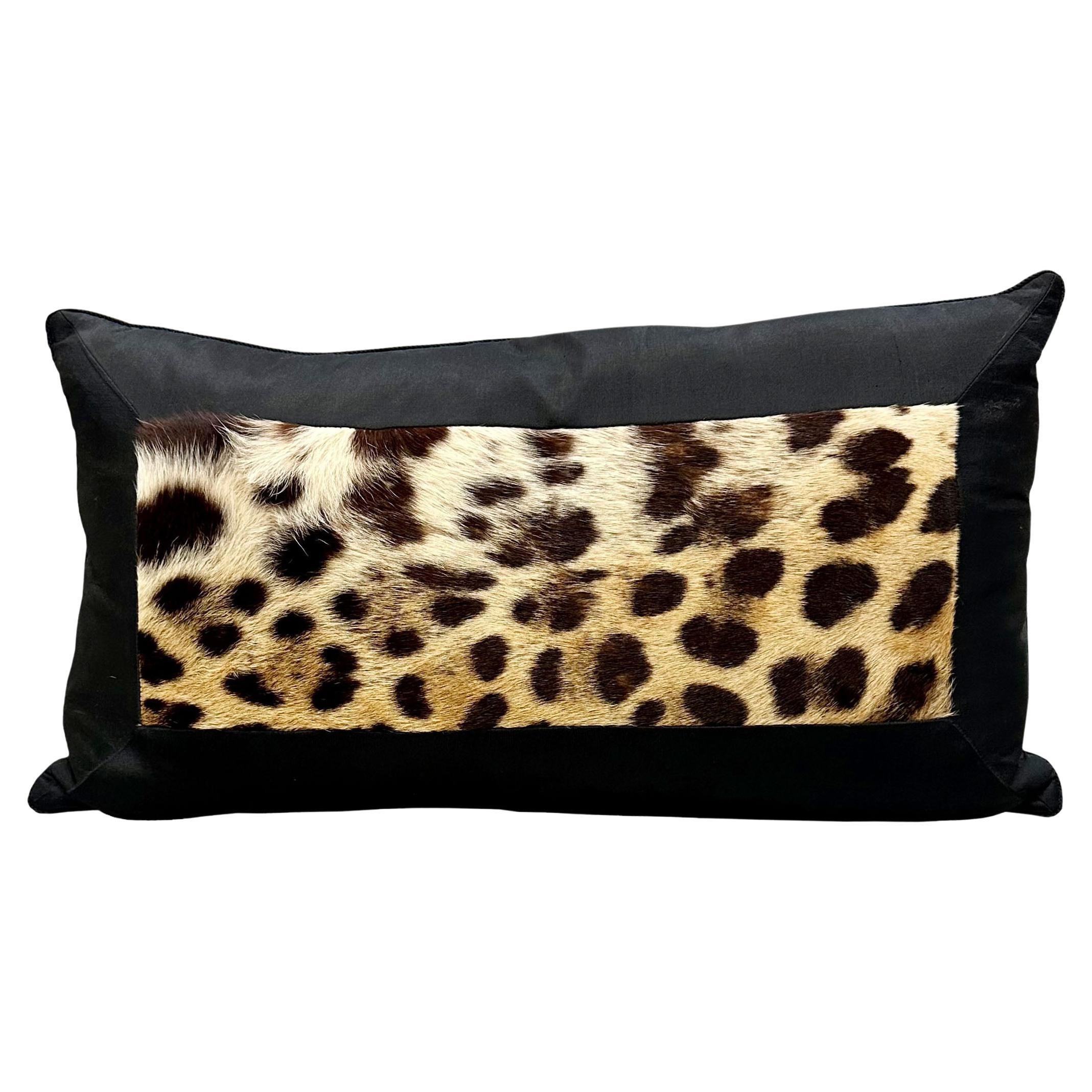 Silk and Leopard Lumbar Pillow For Sale
