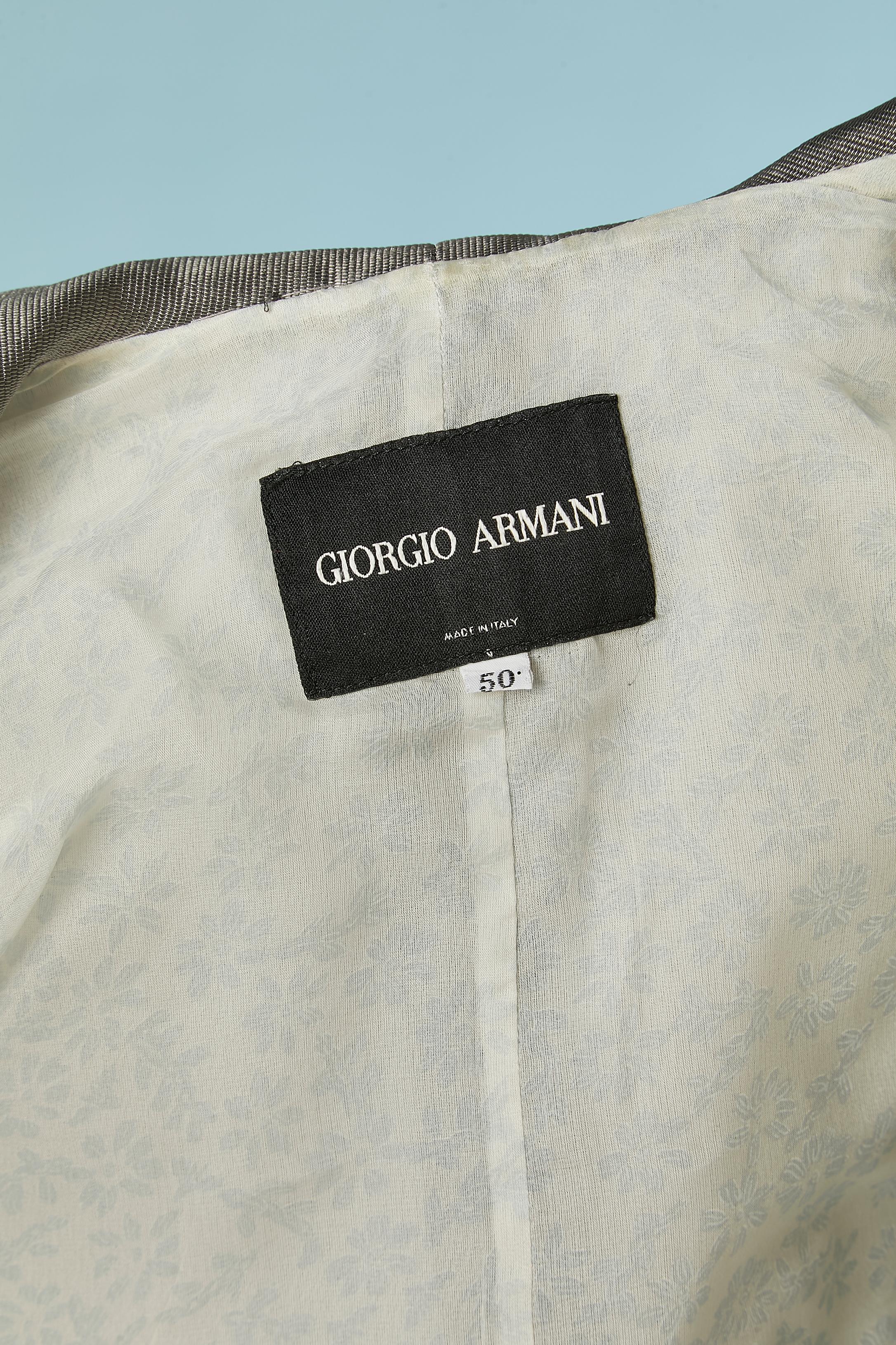 Silk and linen jacquard single-breasted jacket Giorgio Armani  For Sale 1