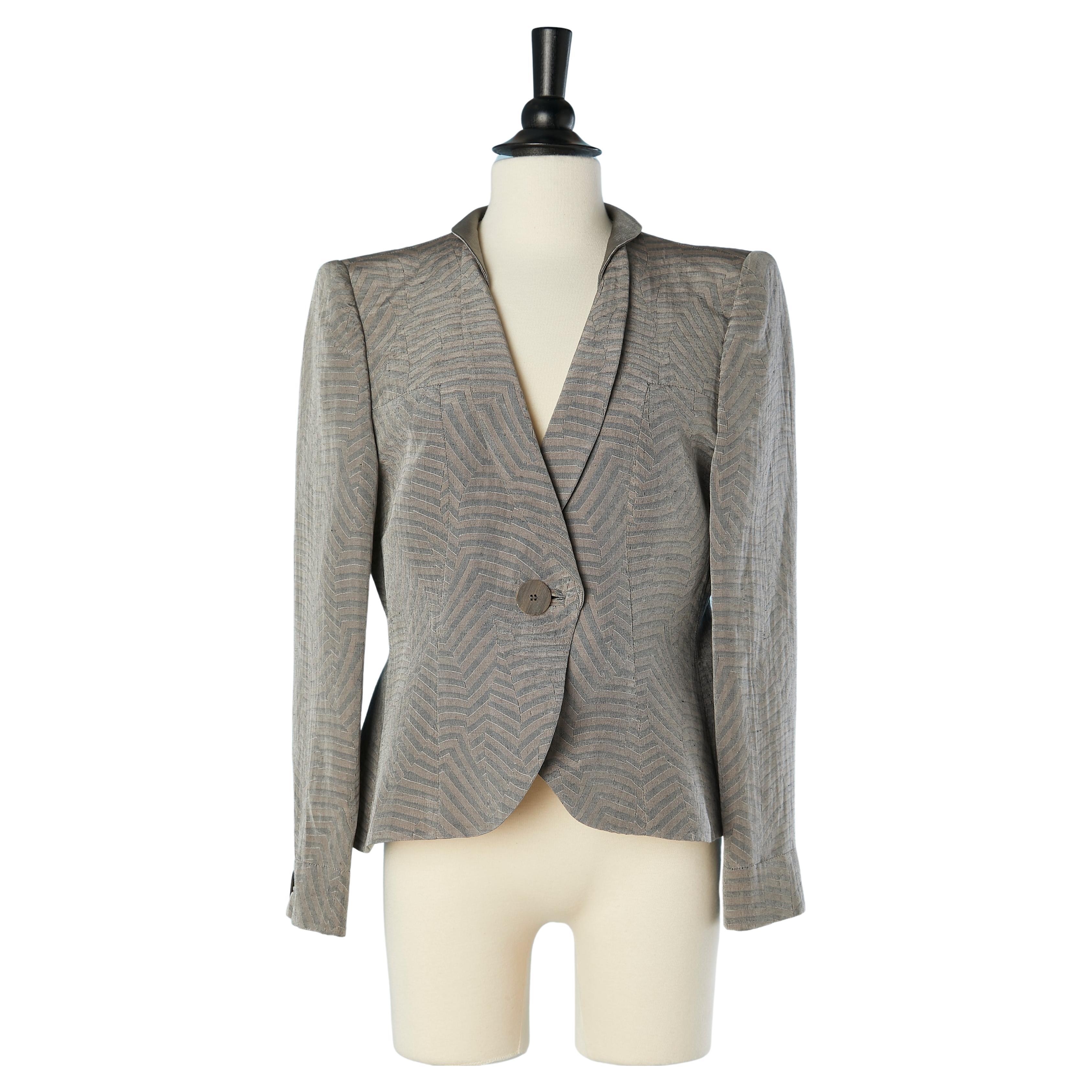 Silk and linen jacquard single-breasted jacket Giorgio Armani  For Sale