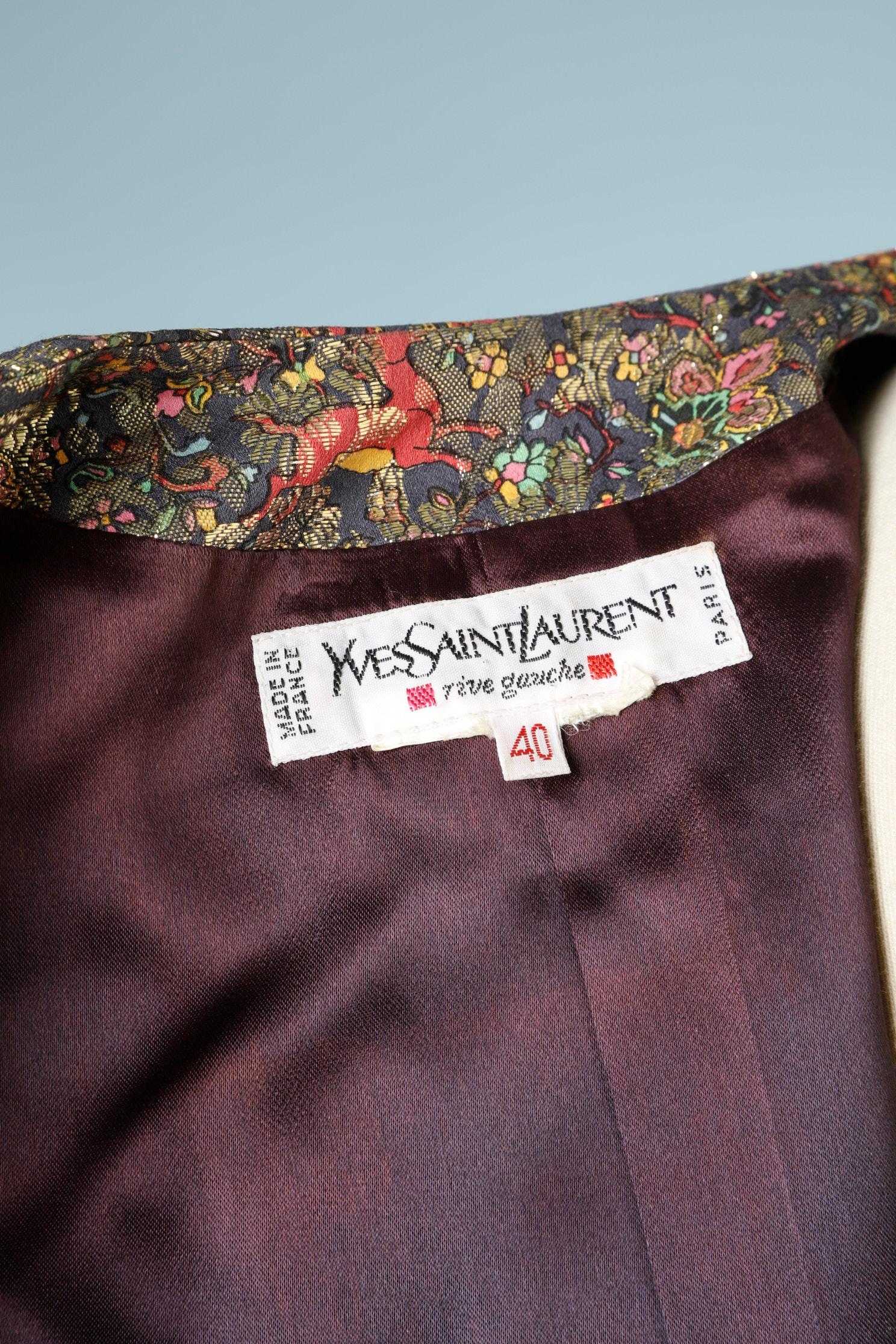 Silk and lurex damasked skirt-suit Yves Saint Laurent Rive Gauche  For Sale 4