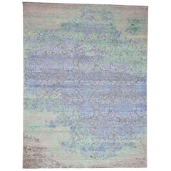 Silk and Oxidized Wool with Pastel Color Hand Knotted Oriental Rug