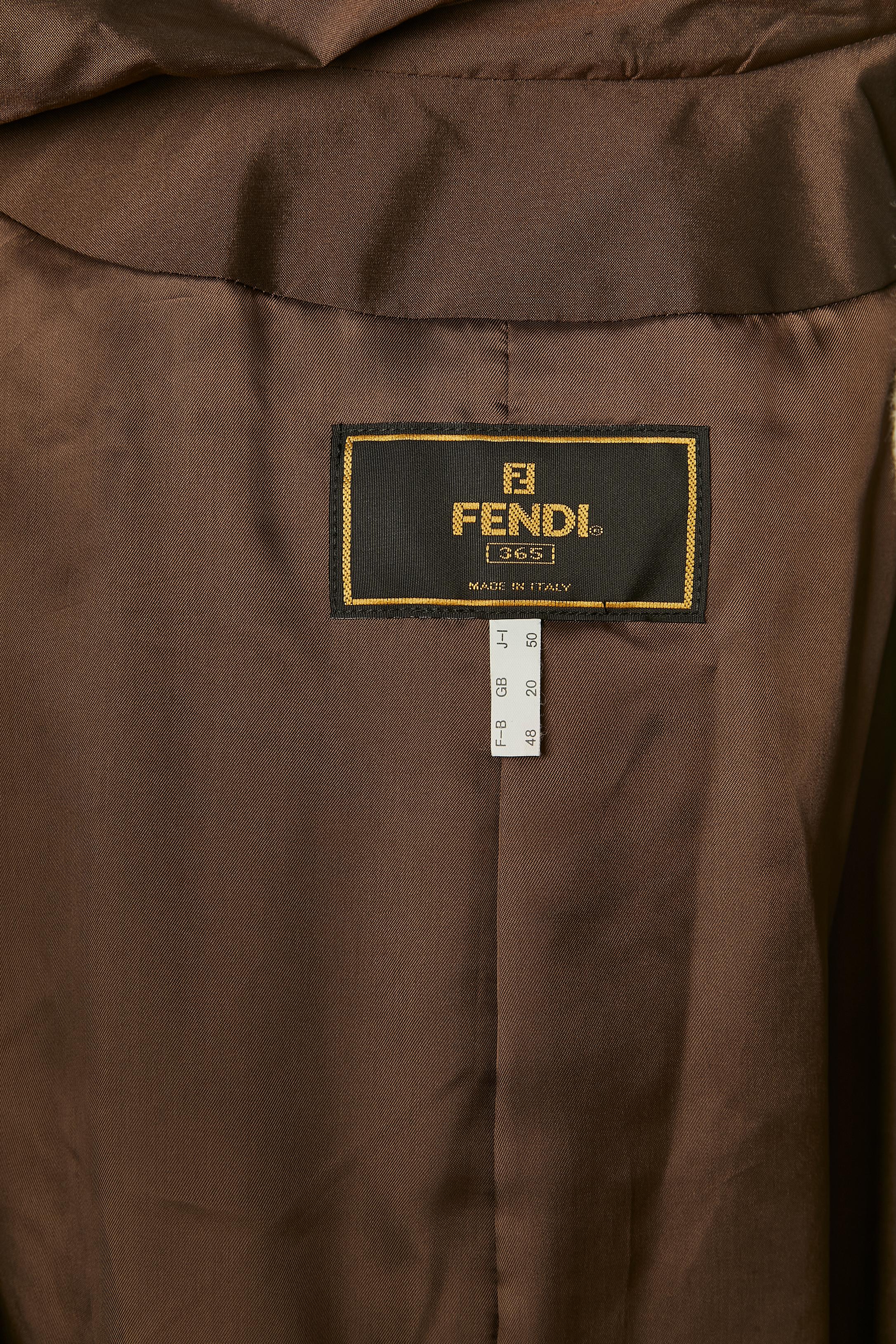 Silk and polyester brown A Shape coat FENDI For Sale 2
