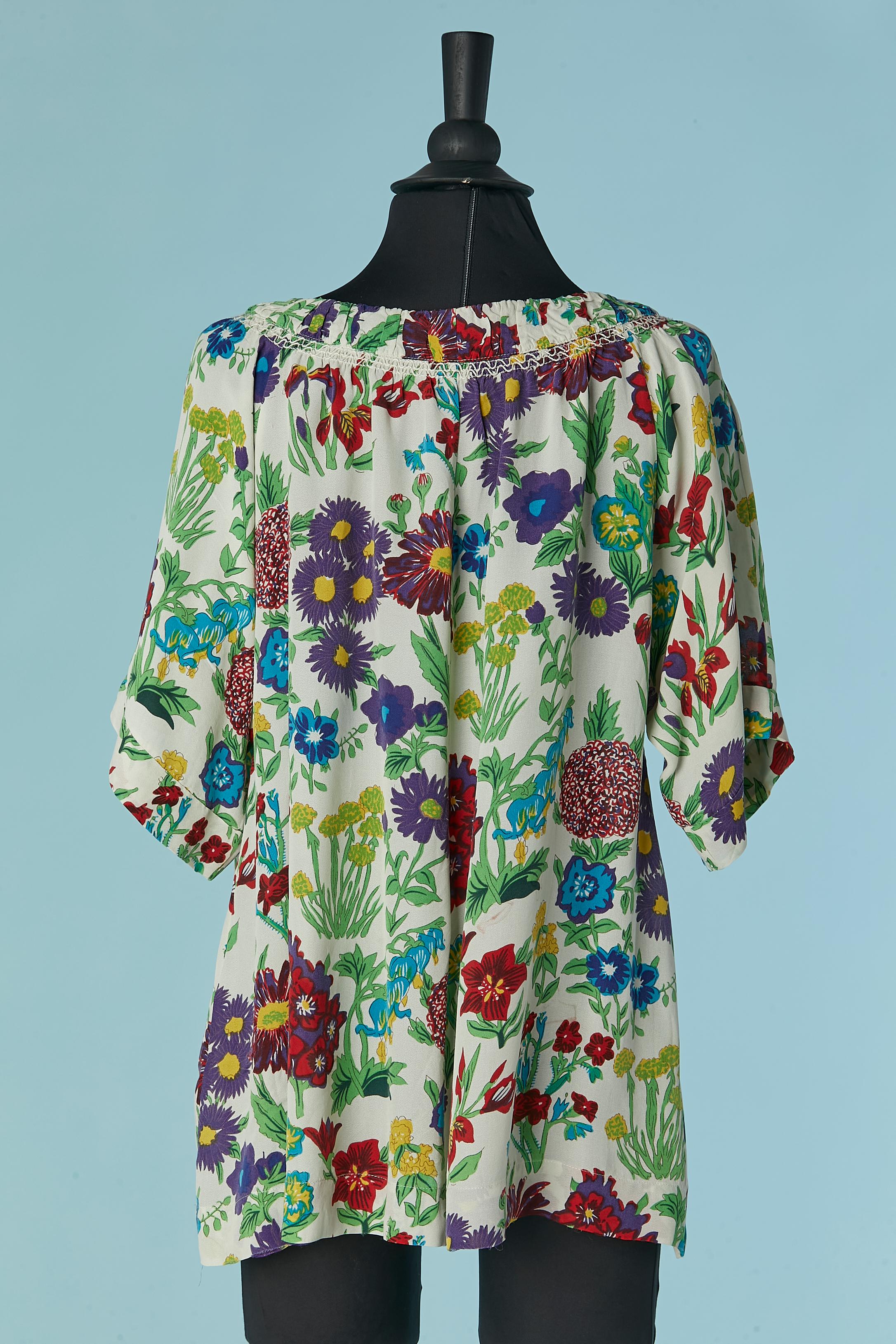 Women's Silk and rayon blouse with flower print SEE by Chloé For Sale