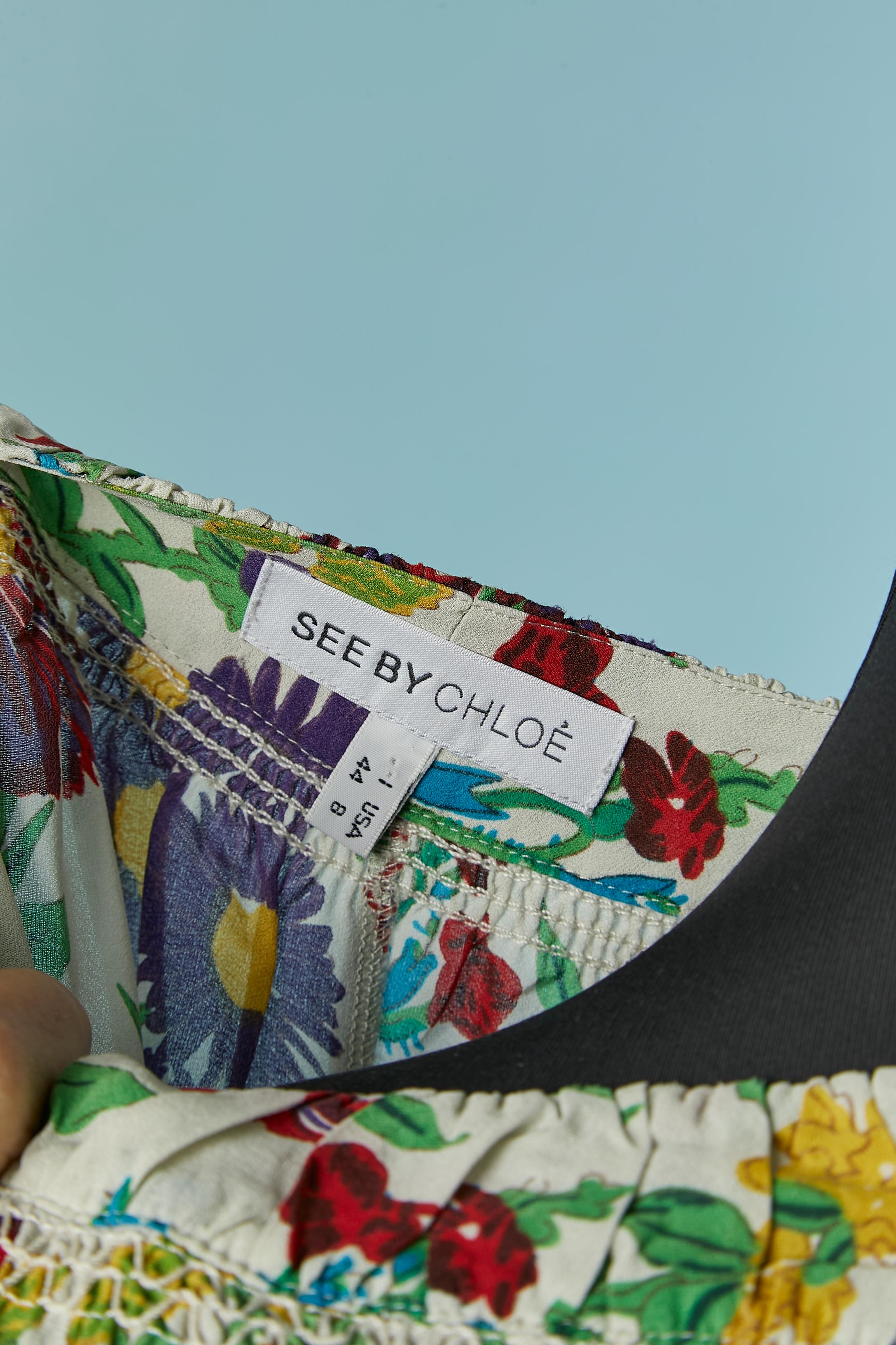 Silk and rayon blouse with flower print SEE by Chloé For Sale 1