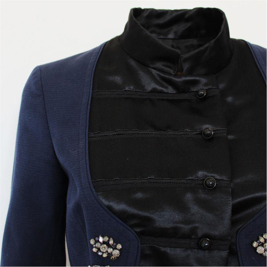 Black Roberto Cavalli Silk and satin jacket size 42 For Sale