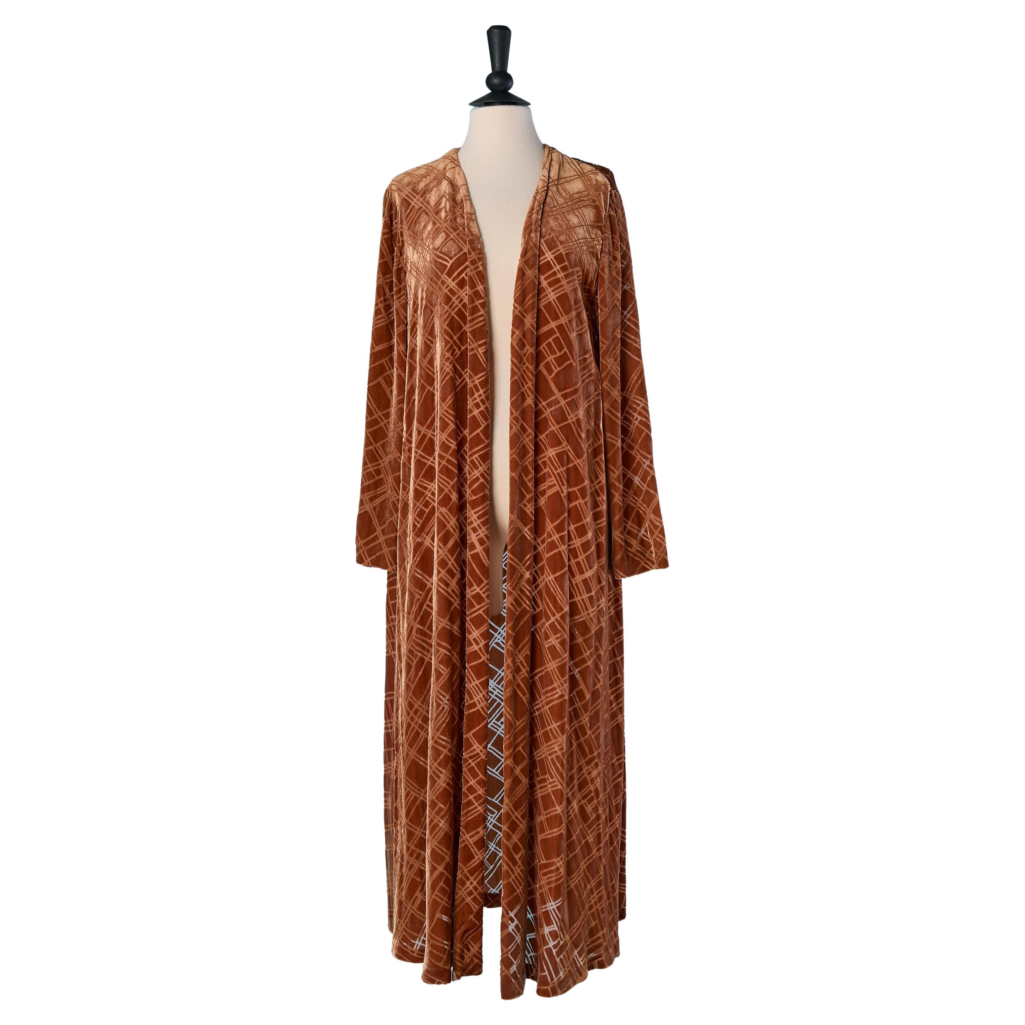 Silk and velvet devoré Robe ROCHAS For Sale