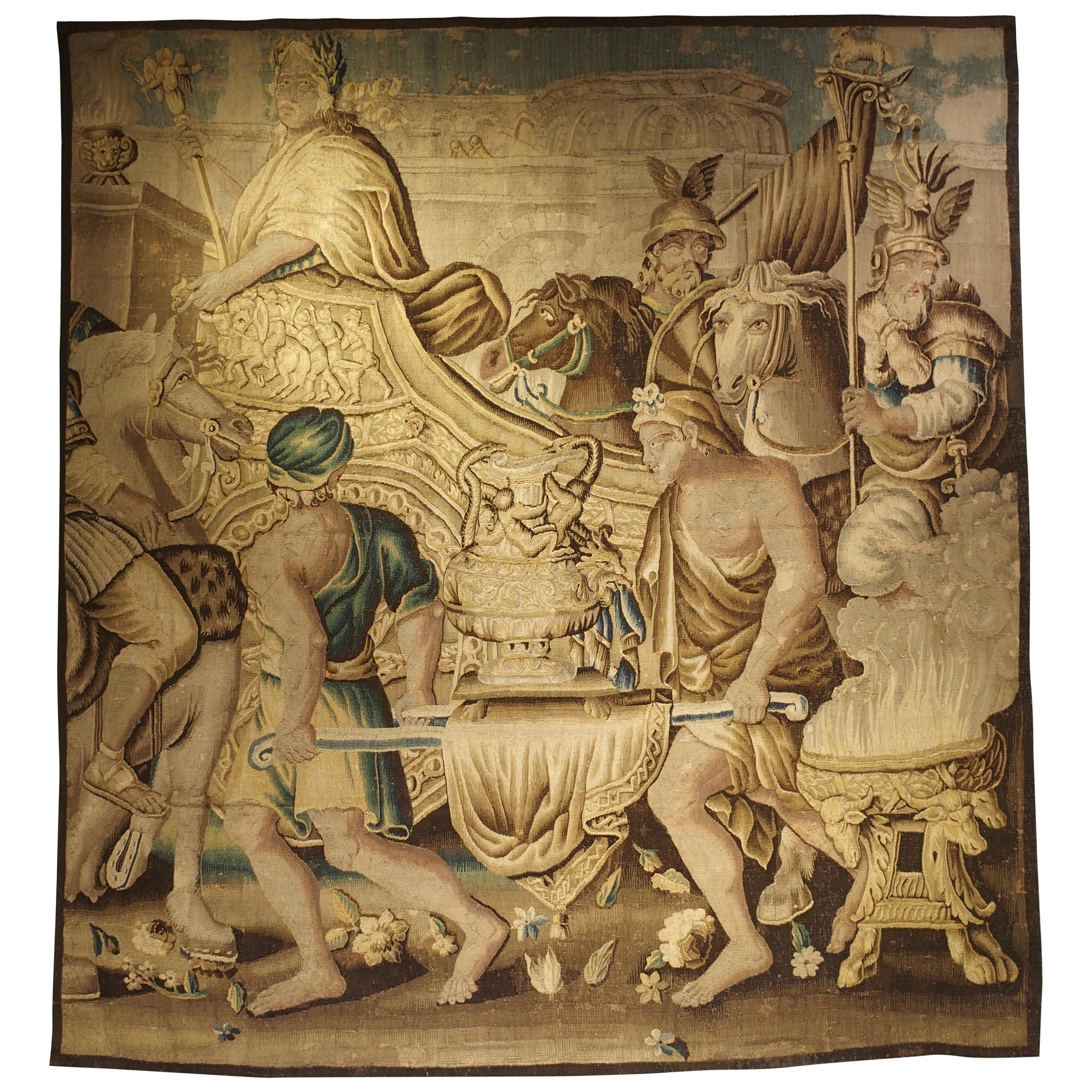 Silk and Wool Aubusson Tapestry, the Entry of Alexander into Babylon, circa 1710