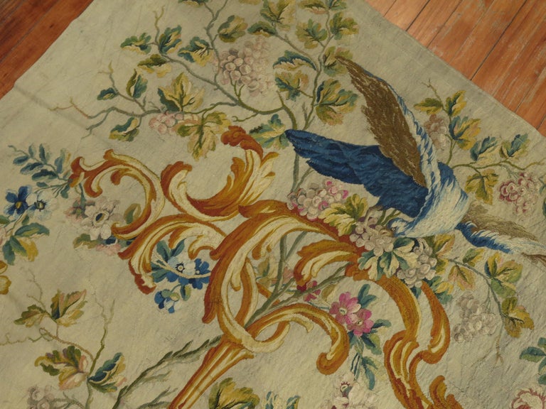 Silk and Wool 18th Century French Aubusson Tapestry Panel from France For Sale 7