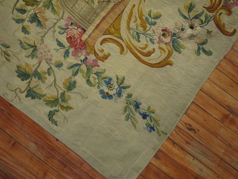 Silk and Wool 18th Century French Aubusson Tapestry Panel from France For Sale 8