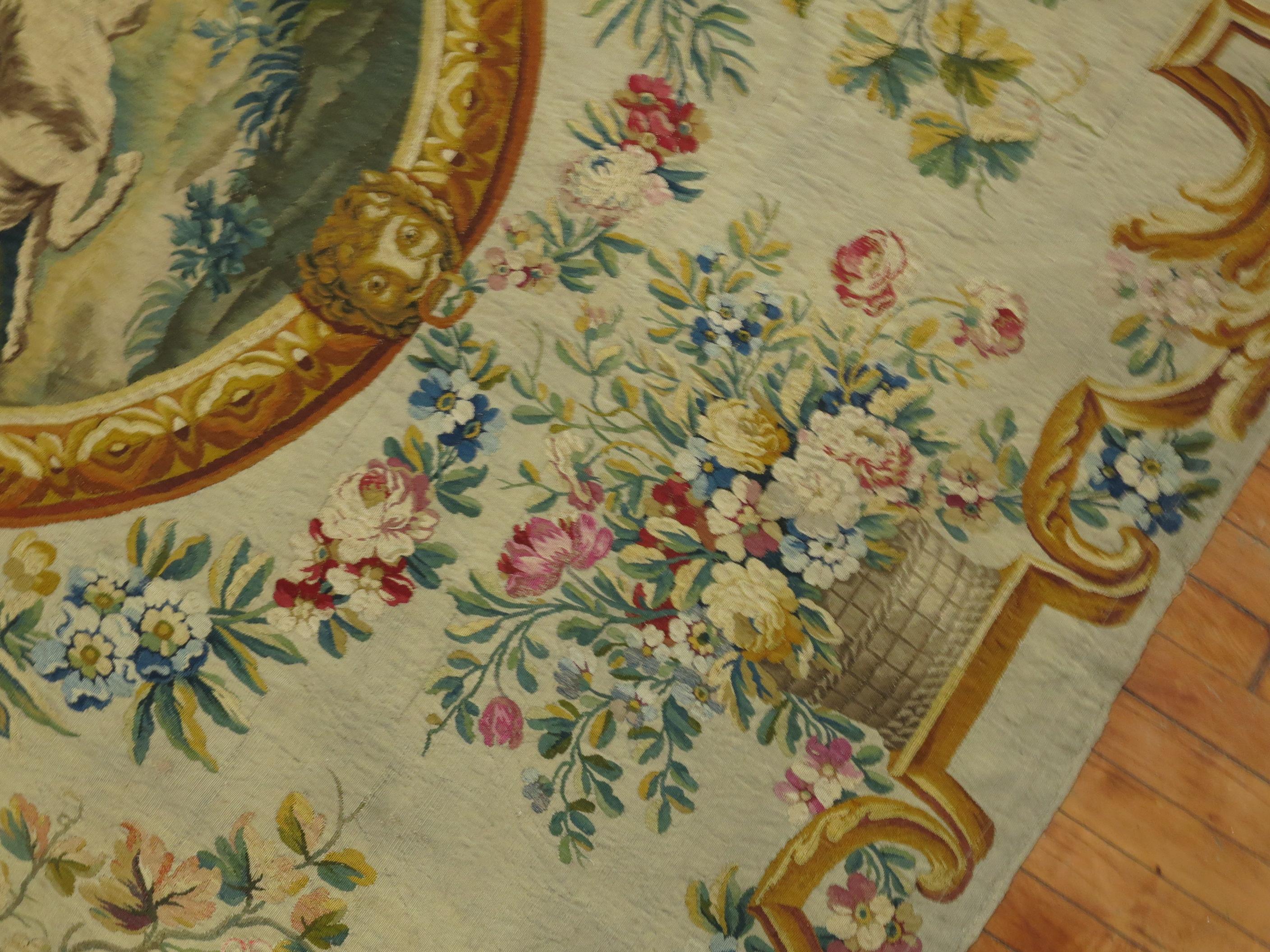 Französische Aubusson-Wandteppichplatte aus Seide und Wolle aus Frankreich aus dem 18. Jahrhundert im Angebot 9