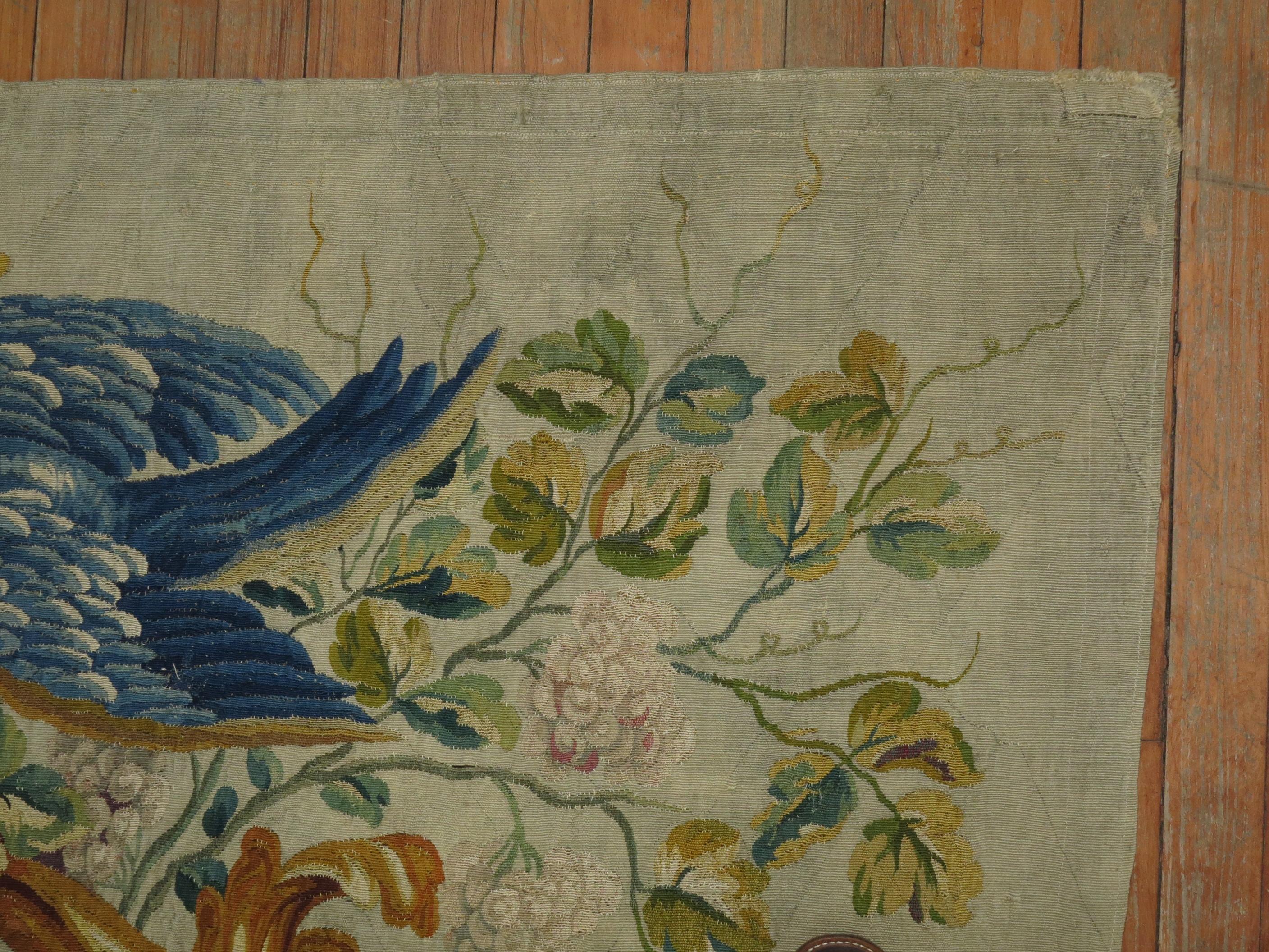 Silk and Wool 18th Century French Aubusson Tapestry Panel from France For Sale 2