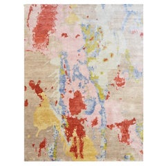 Silk and Wool Abstract Rug Multicolor Design. 2.00 x 1.50 m.