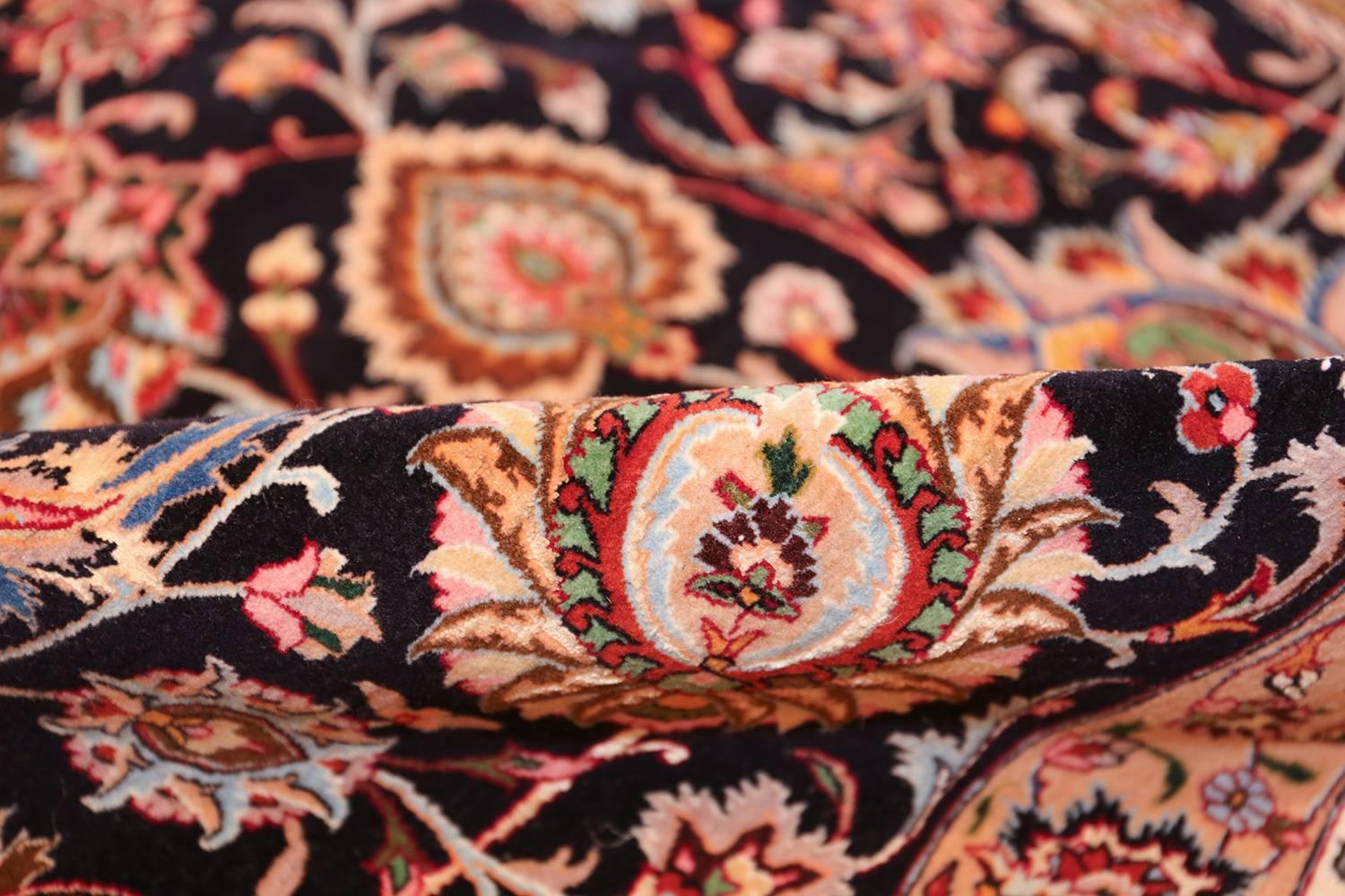 Tapis persan vintage Khorassan en soie et laine. Taille : 11' 3