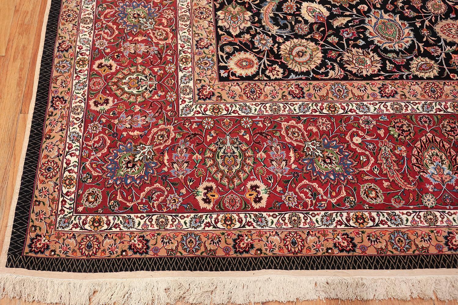 Hand-Knotted Silk and Wool Vintage Khorassan Persian Rug. Size: 11' 3