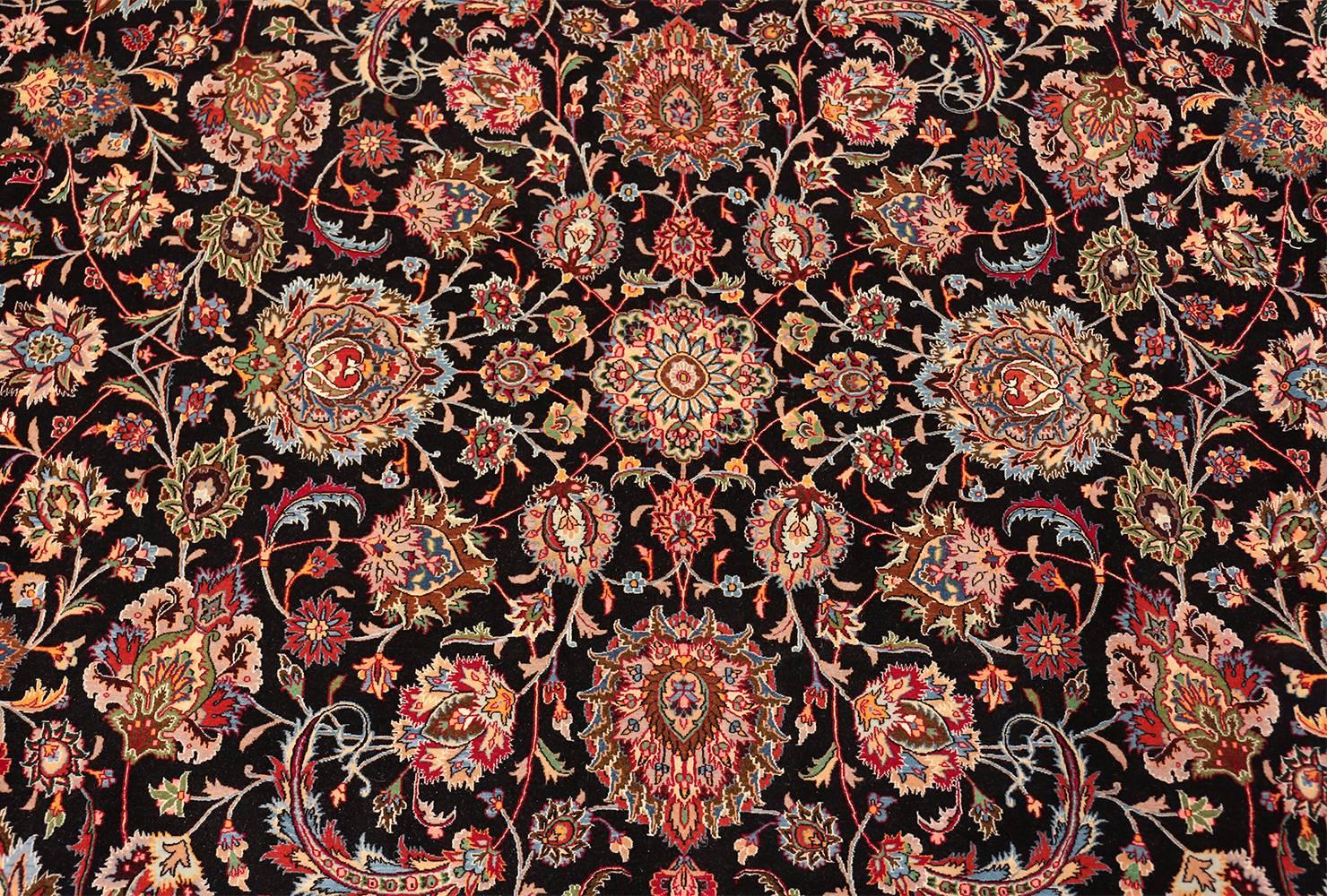 Laine Tapis persan vintage Khorassan en soie et laine. Taille : 11' 3