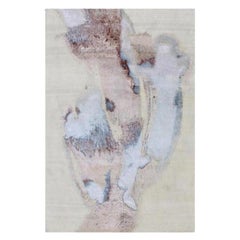 Tapis en soie et en laine gris abstrait. 3,60 x 2,70 m