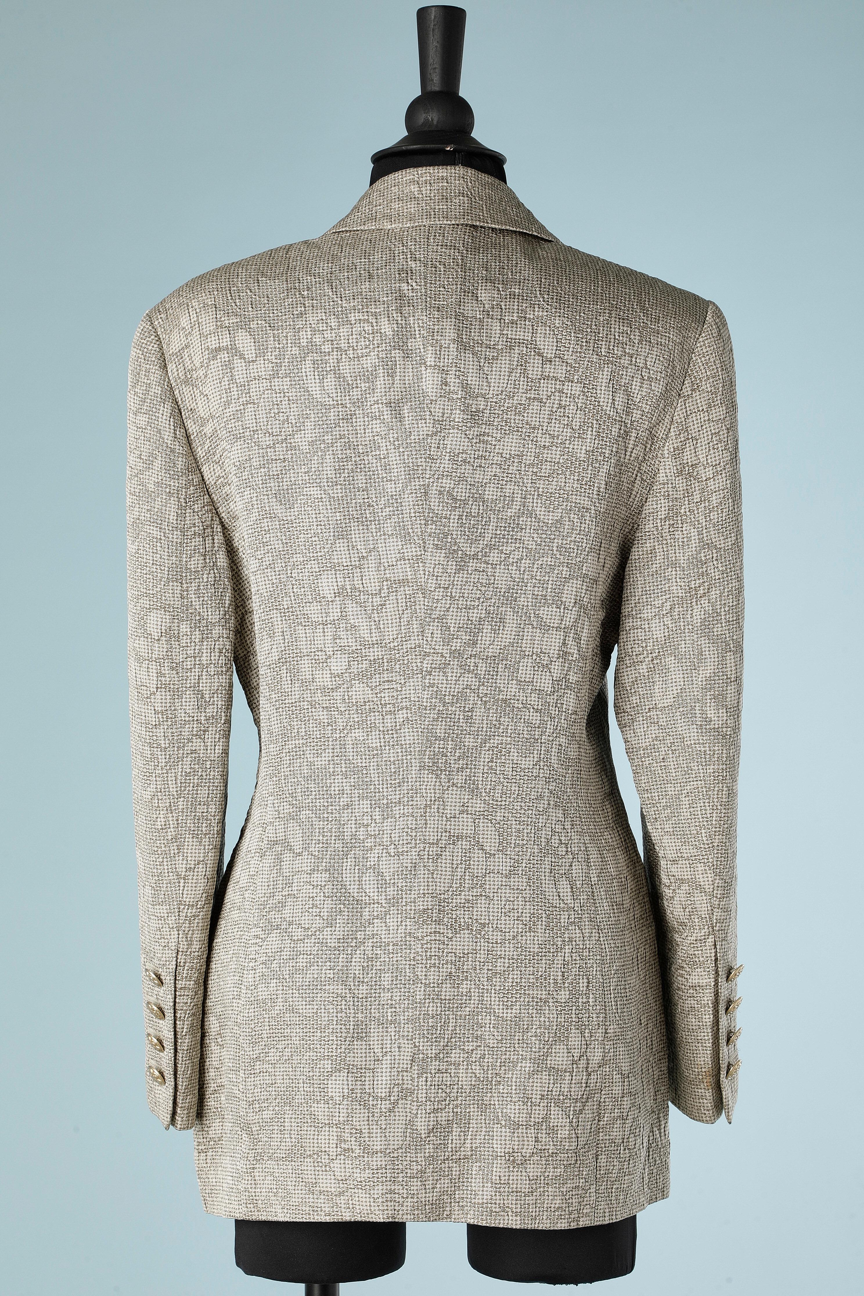 Gray Silk and wool grey brocade's diner jacket with micro houndstooth pattern Escada For Sale