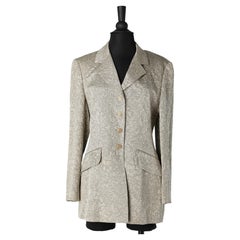 Silk and wool grey brocade's diner jacket with micro houndstooth pattern Escada