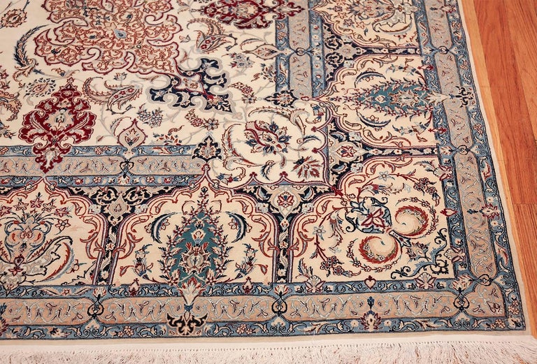Silk and Wool Large Vintage Nain Persian Rug For Sale at 1stdibs