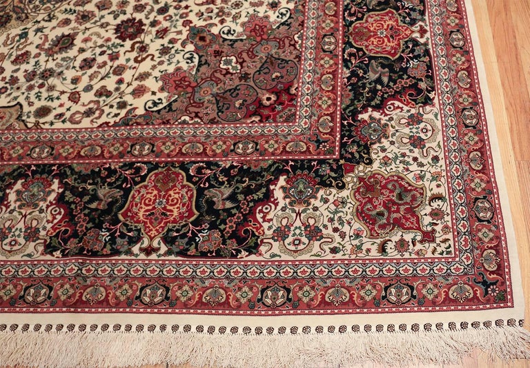 Silk and Wool Large Vintage Tabriz Persian Rug For Sale at 1stdibs