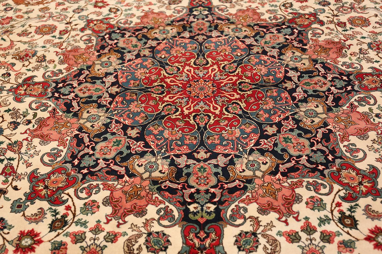 Magnificent silk and wool large vintage Tabriz Persian rug, country of origin / rug type: vintage Persian rug, date: circa late 20th century. Size: 11 ft 6 in x 16 ft 6 in (3.51 m x 5.03 m)

