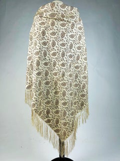 Châle Paisley en soie et laine avec Boteh - Norwich ou Edinburgh - Circa 1850