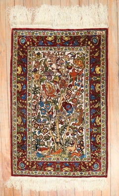 Silk Animal Motif Herekeh Mini Rug
