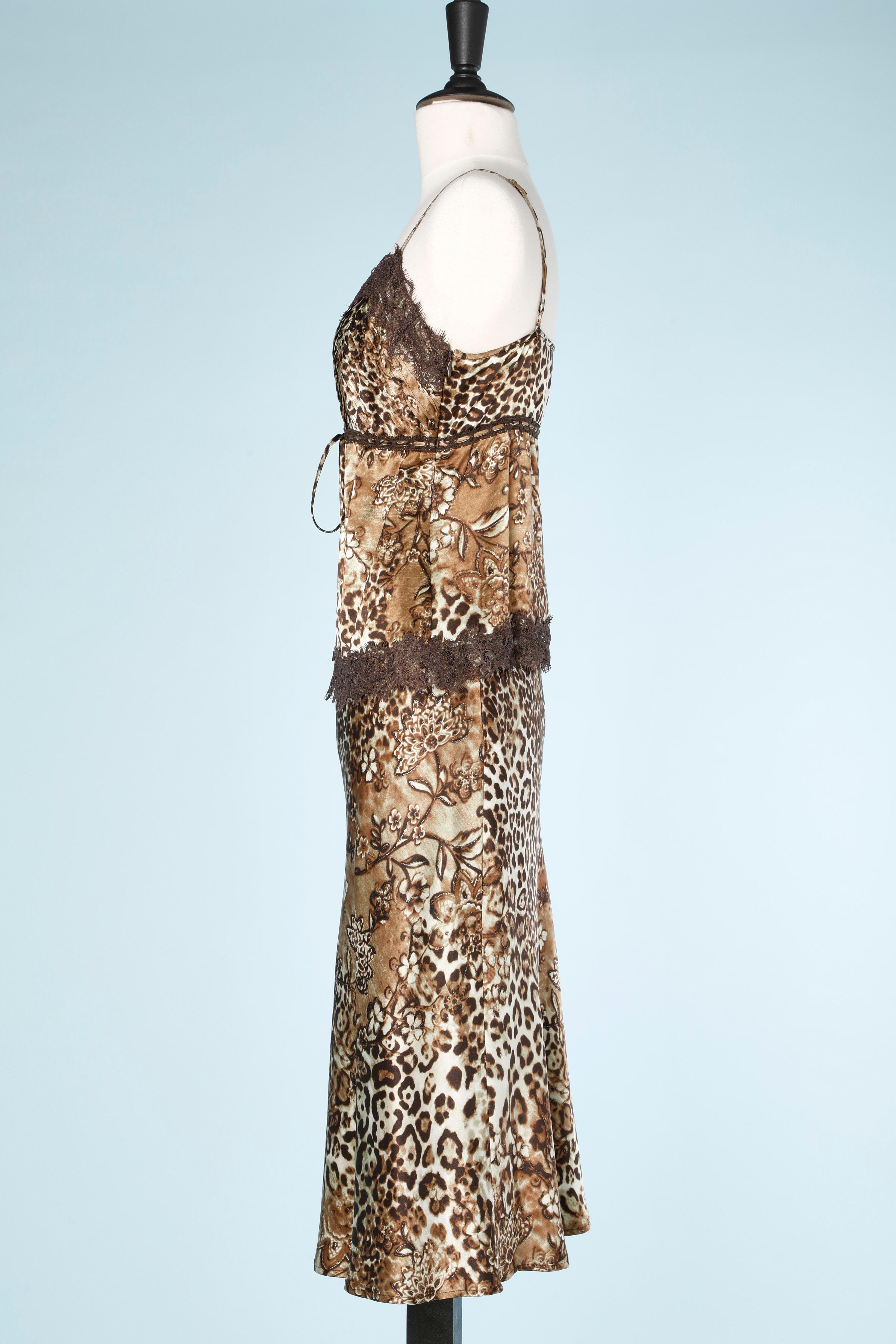Women's Silk animal print top and skirt ensemble Luisa Spagnoli For Sale