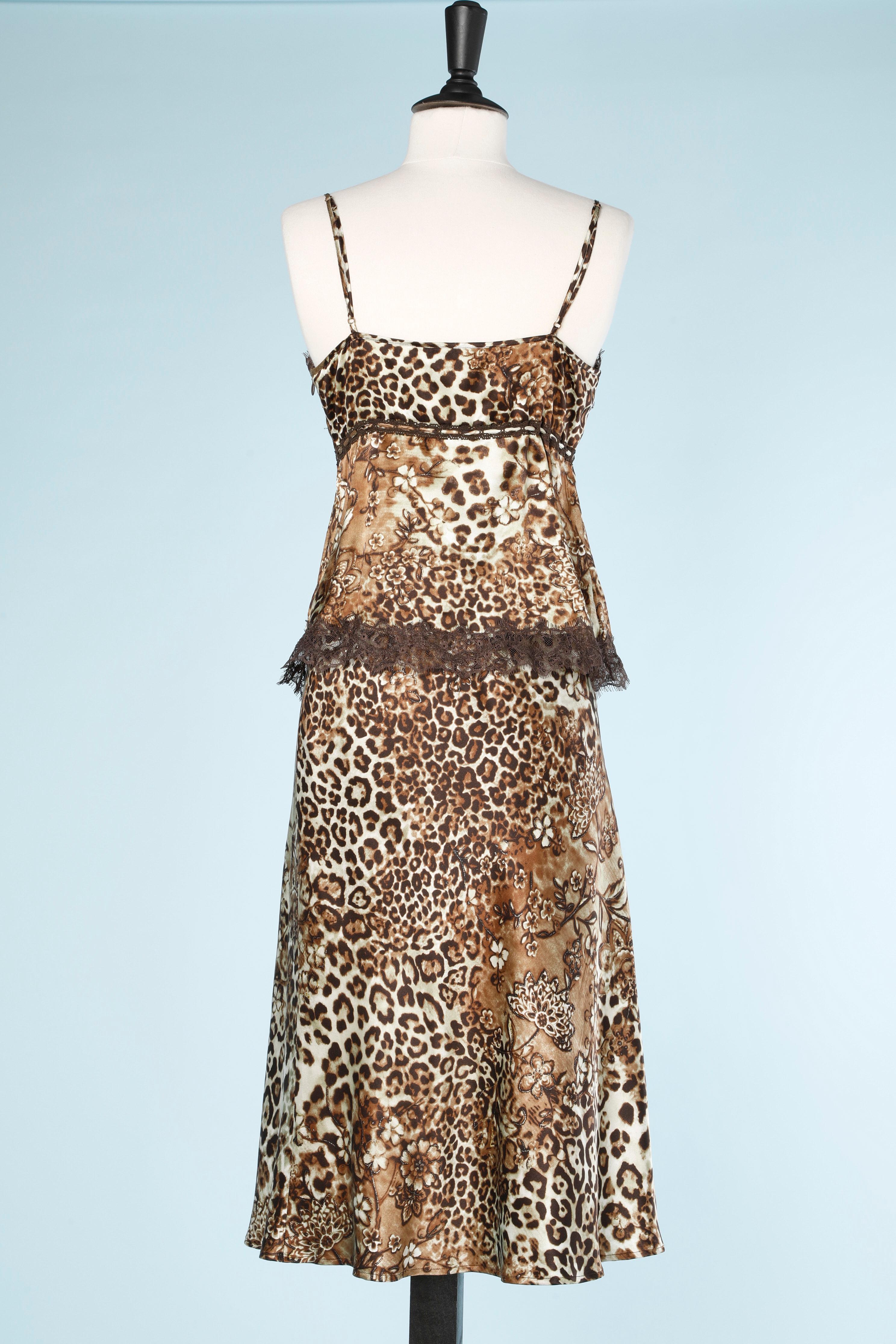 Silk animal print top and skirt ensemble Luisa Spagnoli  For Sale 1