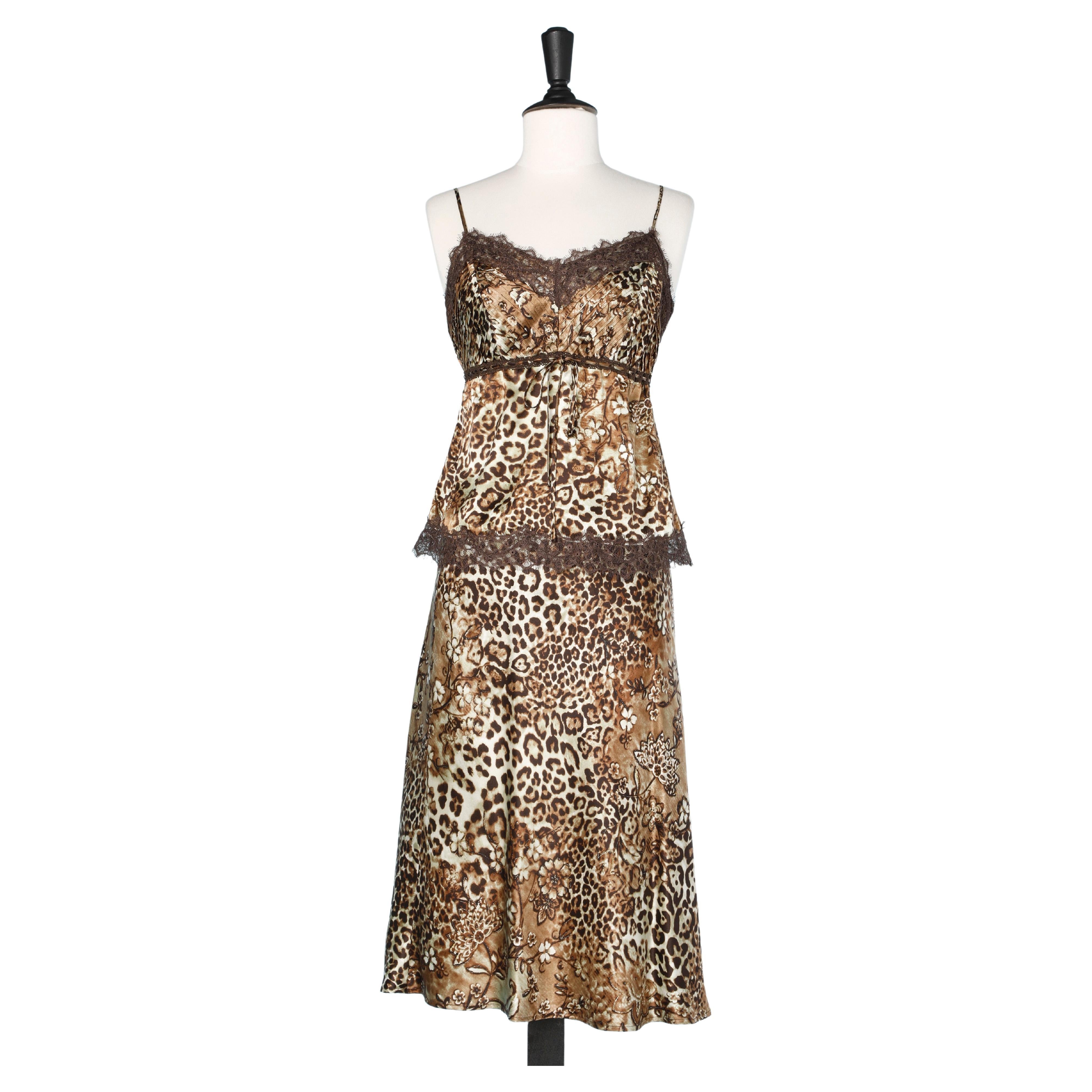 Silk animal print top and skirt ensemble Luisa Spagnoli  For Sale
