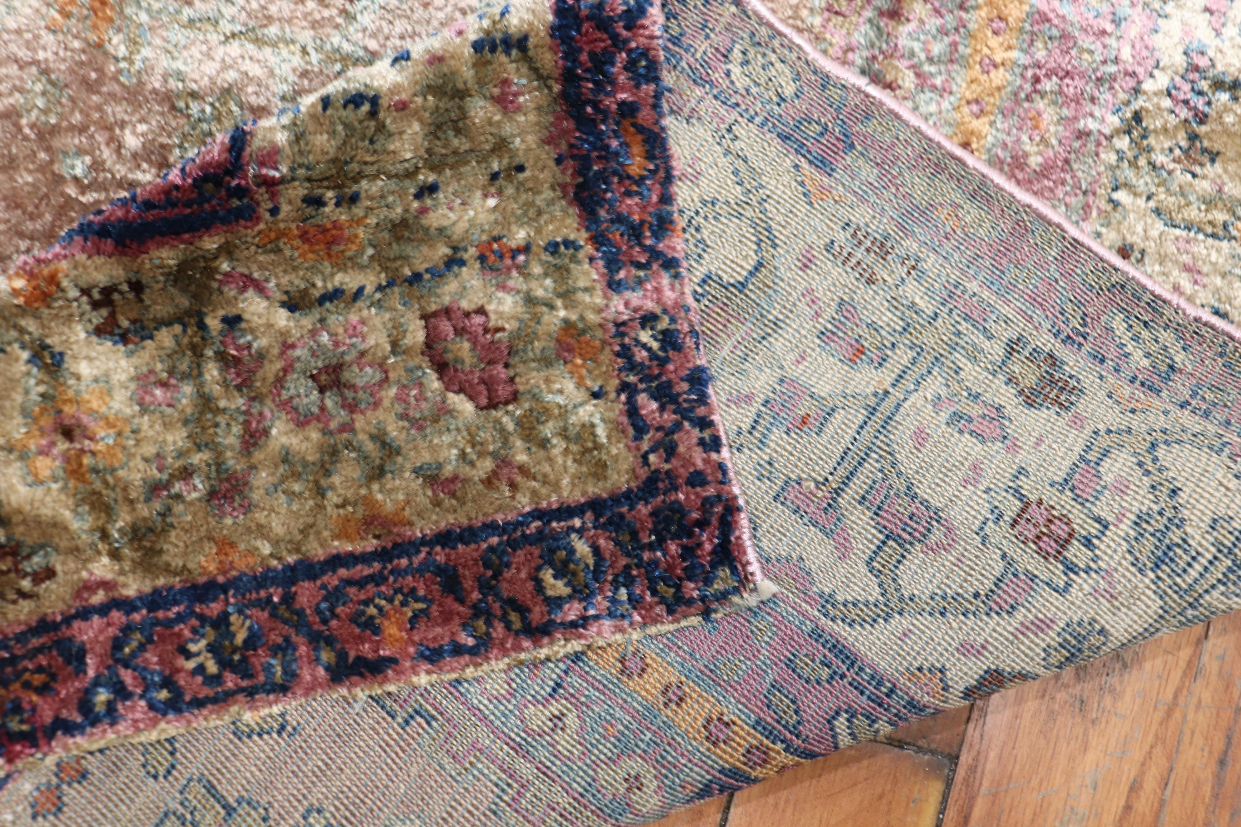 Silk Antique Mohtasham Kashan Rug In Good Condition For Sale In New York, NY