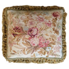 Aubusson Cushion Cover, French Style Handmade Floral Needlepoint Pillow Case 