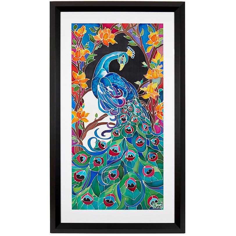 Original Silk Batik W. Jagger Peacock, 2017 For Sale