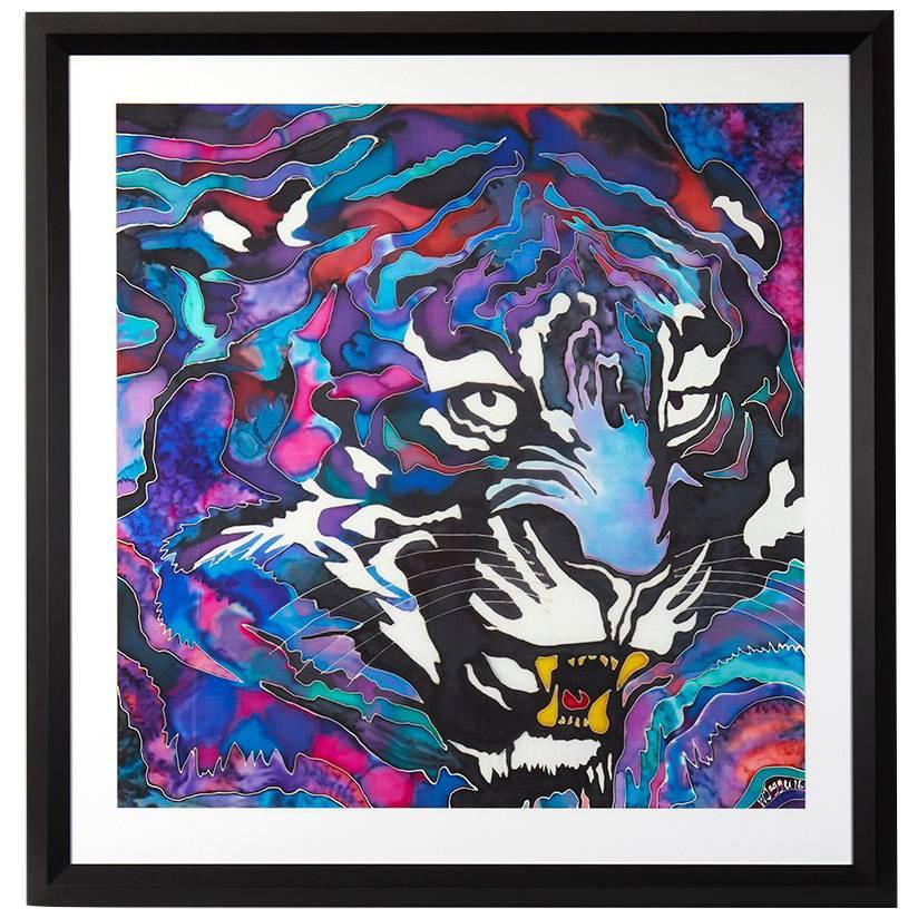 Original Silk Batik W. Jagger Tiger, 2016 For Sale