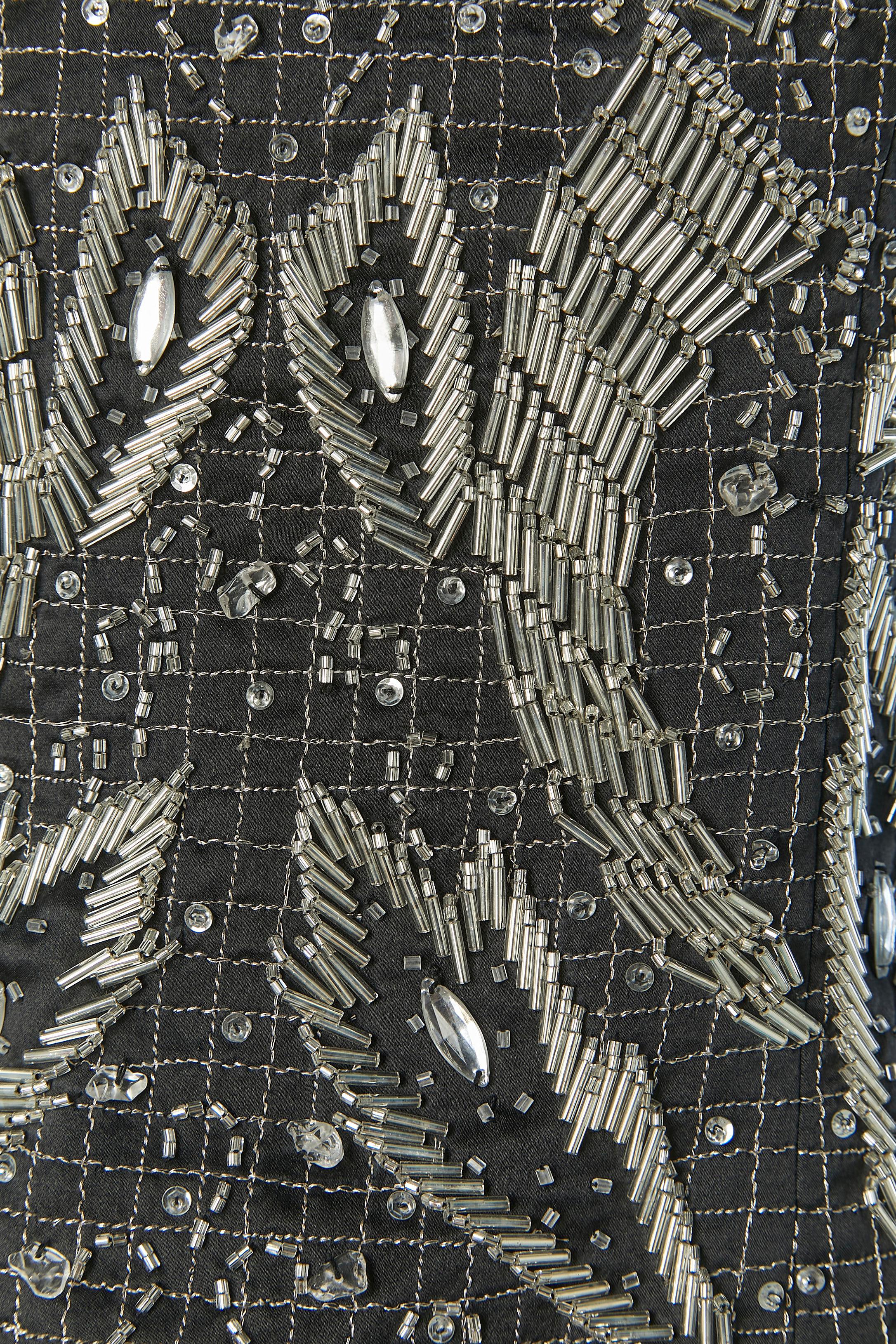 Grigio Bustier in seta con perline e volant GAI MATTIOLO in vendita
