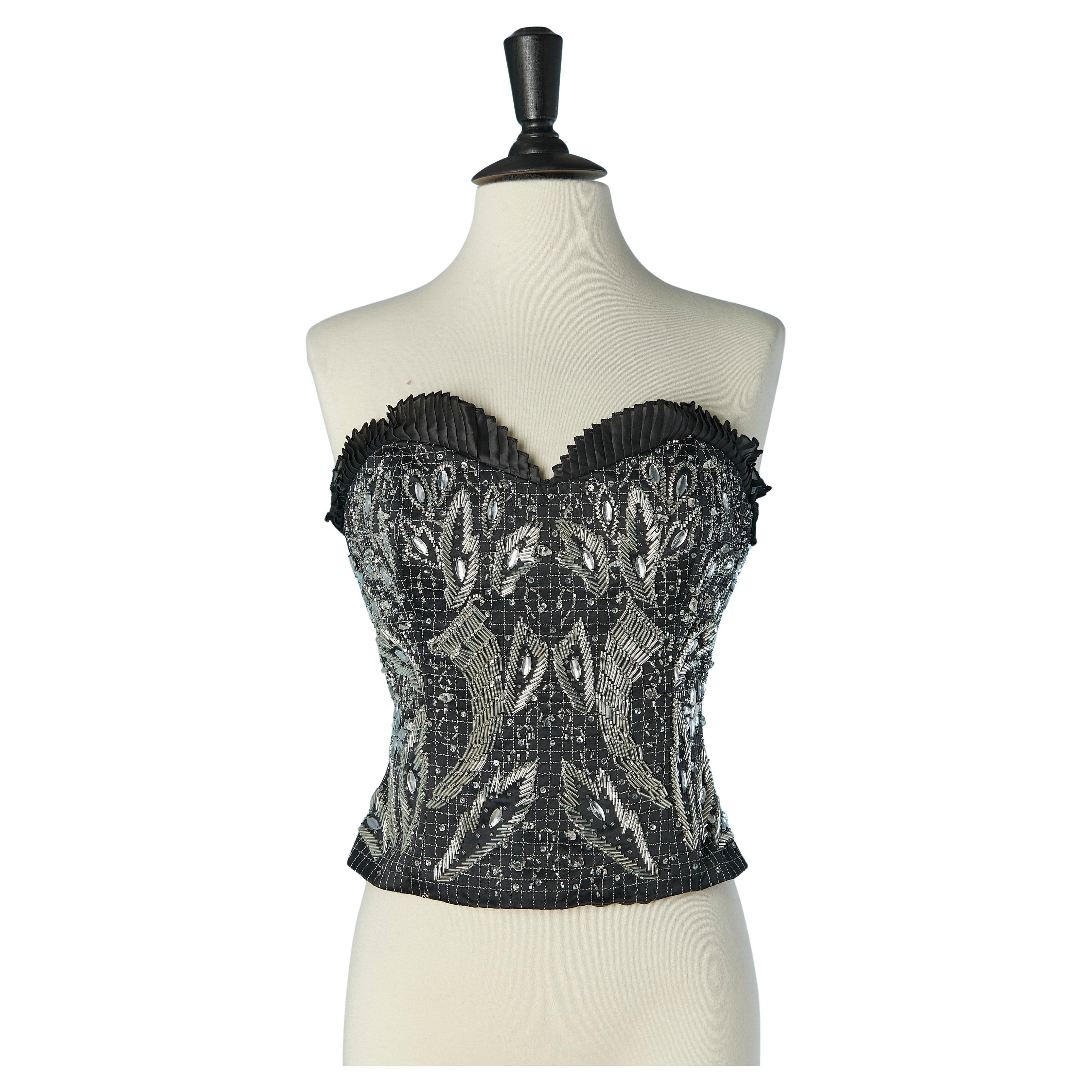 Bustier in seta con perline e volant GAI MATTIOLO in vendita