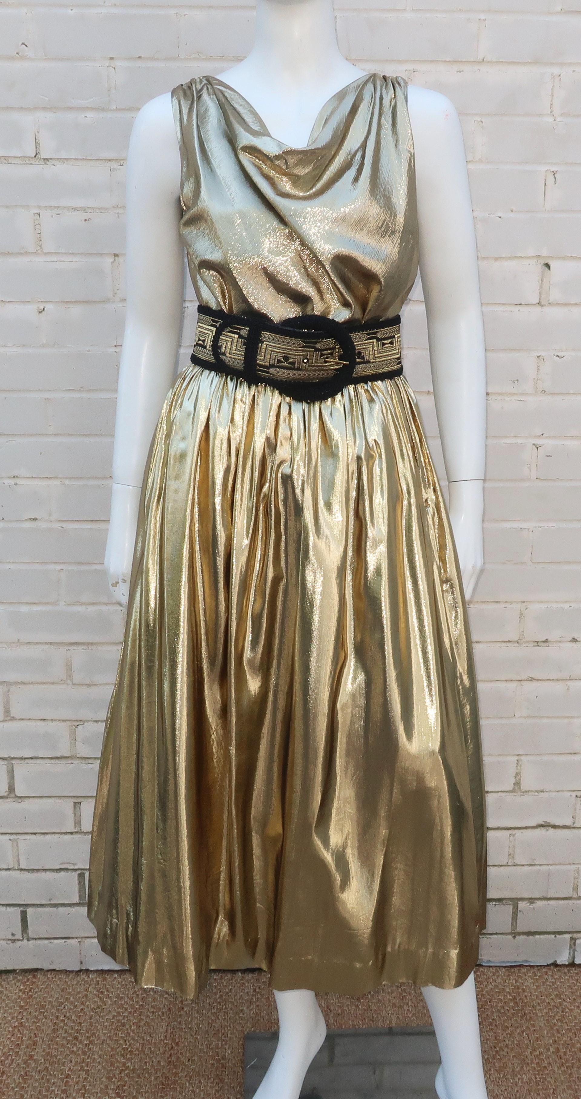 Silk Blend Gold Lamé Draped Disco Top, 1970’s 6