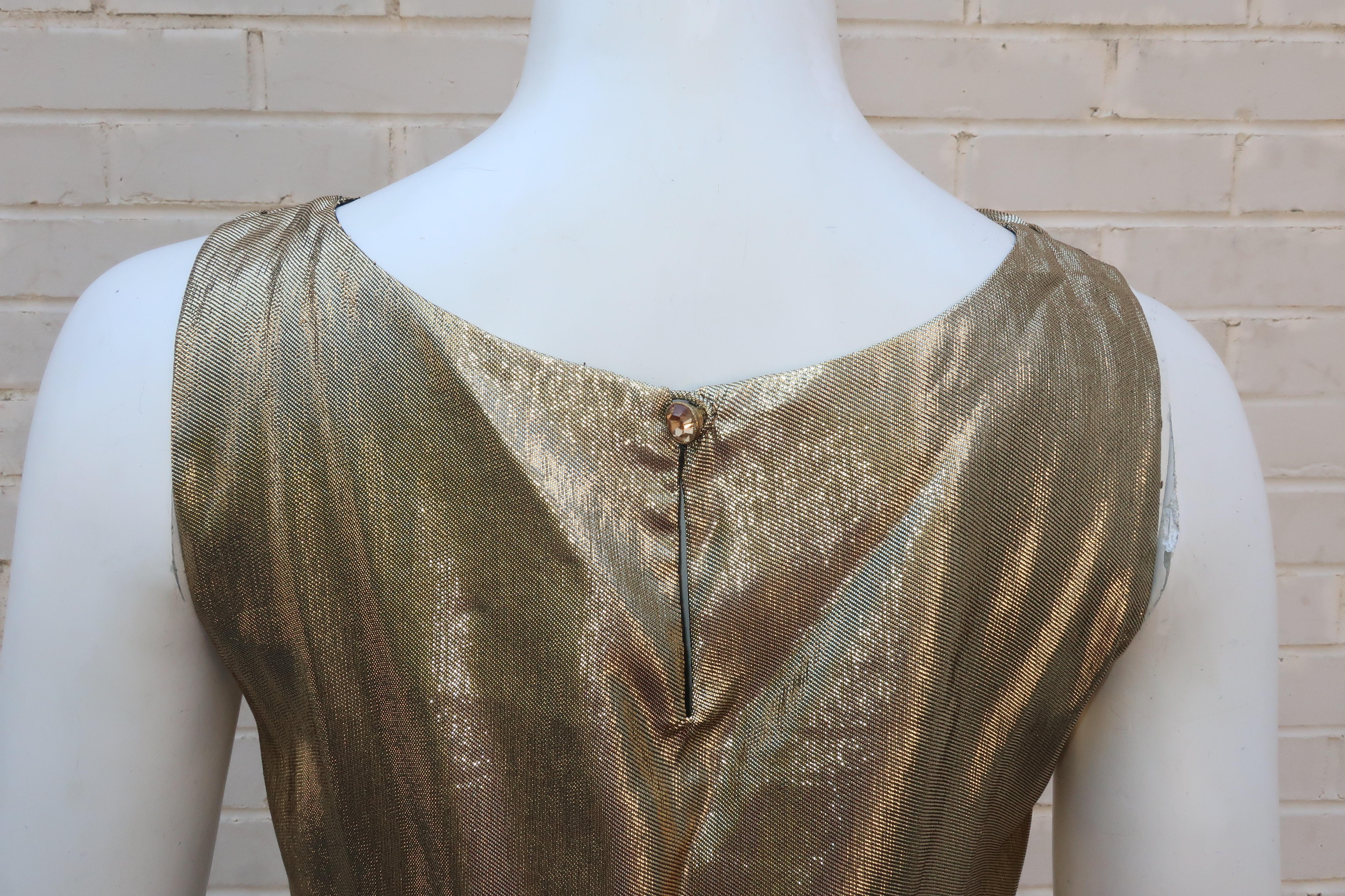 Silk Blend Gold Lamé Draped Disco Top, 1970’s 2