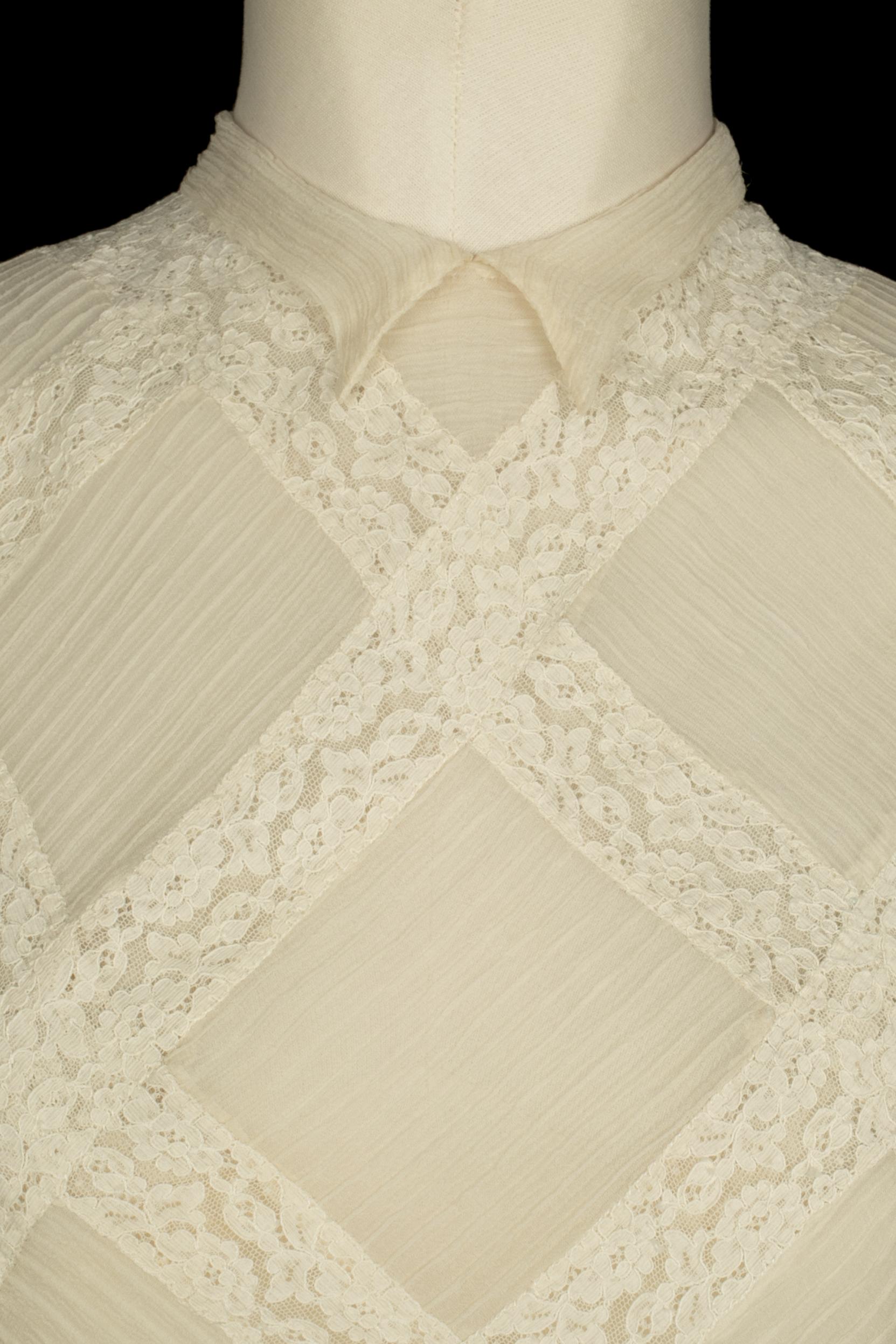 Beige Silk blouse 1940's in vendita
