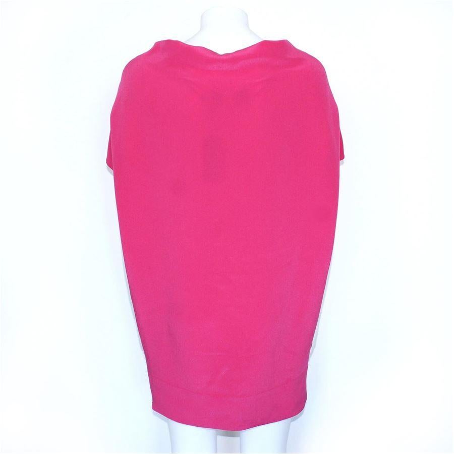 Silk Fuchsia color Sleeveless With pockets Over fit Lenght from shoulder cm 80 (31.4 inches)
