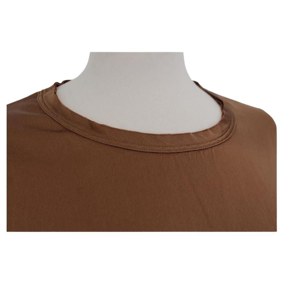 Silk (91%) Spandex Brown color Short sleeves Shoulder length / hem cm 72 (28.34 inches) Shoulders cm 39 (15.35 inches)

