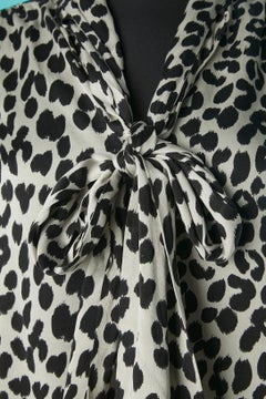 Silk blouse with bow tie and animal print Saint Laurent Rive Gauche