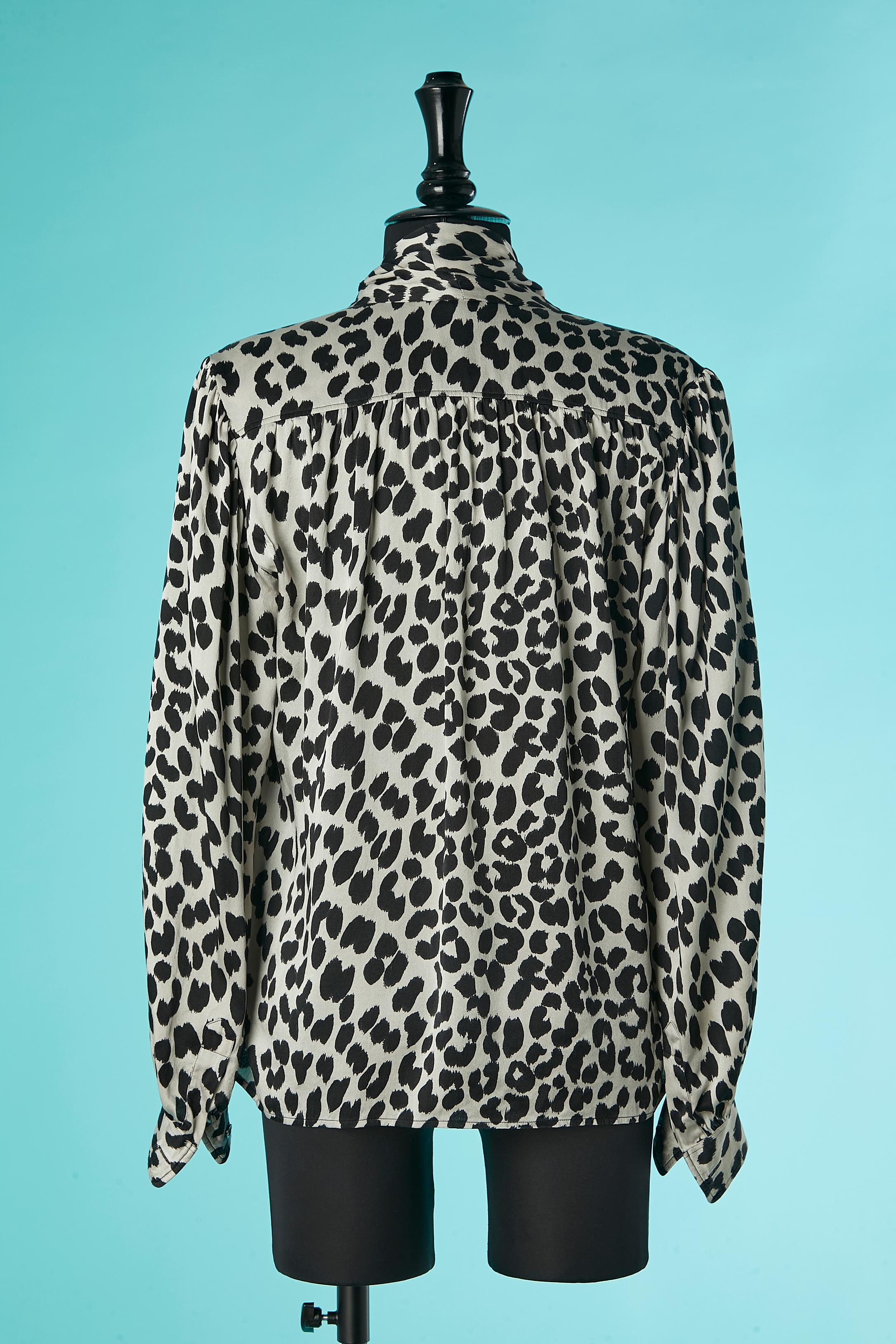 Silk blouse with bow tie and animal print Saint Laurent Rive Gauche  1