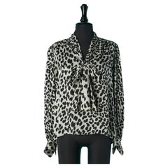Silk blouse with bow tie and animal print Saint Laurent Rive Gauche 