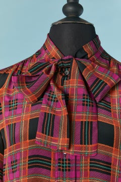 Silk blouse with check pattern and bow tie Saint Laurent Rive Gauche