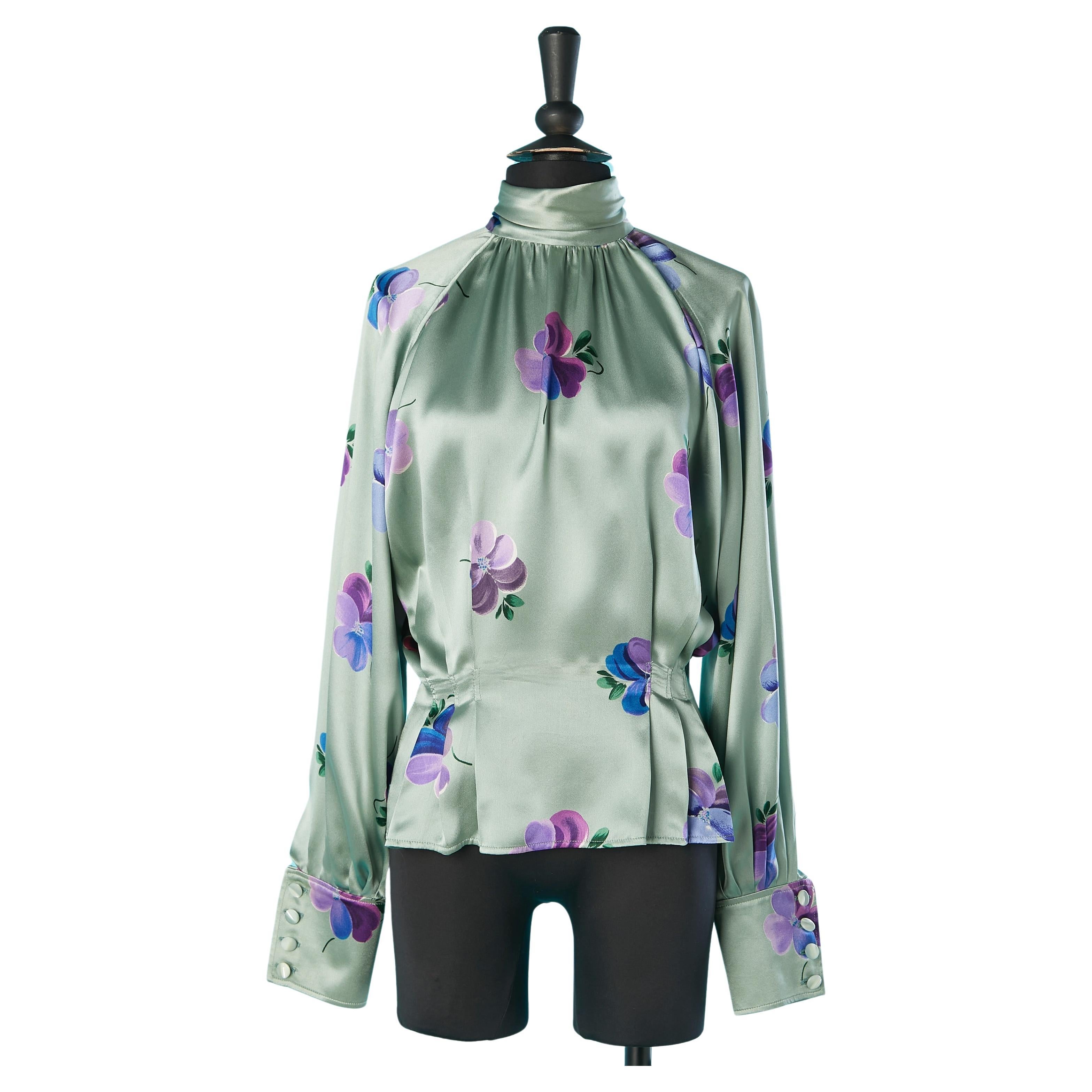 Silk blouse with flower print Ungaro Parallèle  For Sale